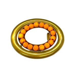 Vintage Art Nouveau French Déposé Carved Bead & Brass Buckle